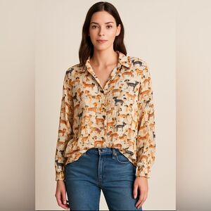Multiples women’s dog printed blouse size L in petit